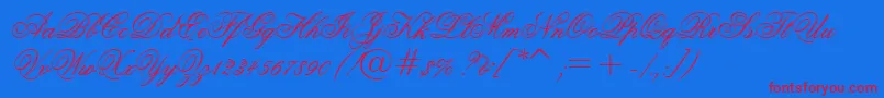 GrandPrixEs Font – Red Fonts on Blue Background