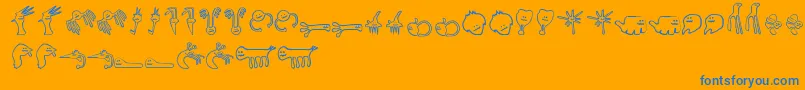 Happyoffsprings Font – Blue Fonts on Orange Background