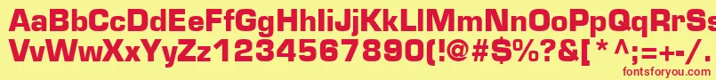 EurostileLtBold-fontti – punaiset fontit keltaisella taustalla