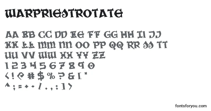 Czcionka Warpriestrotate – alfabet, cyfry, specjalne znaki