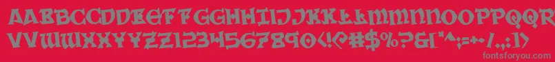 フォントWarpriestrotate – 赤い背景に灰色の文字