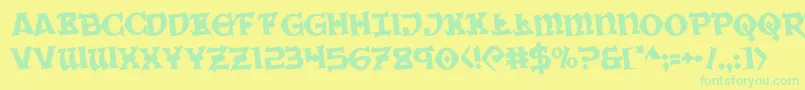 Warpriestrotate Font – Green Fonts on Yellow Background