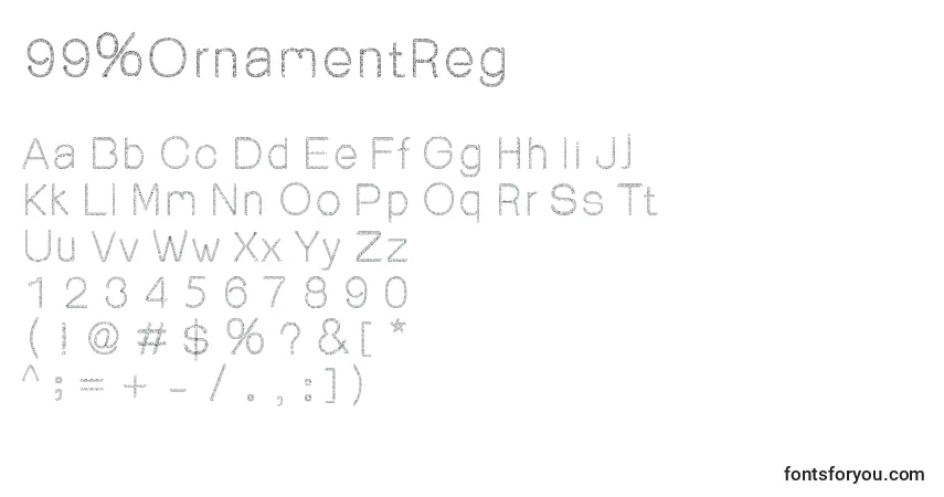 Czcionka 99%OrnamentReg – alfabet, cyfry, specjalne znaki