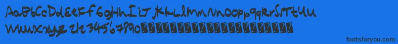 Quickcomic-Schriftart – Schwarze Schriften auf blauem Hintergrund