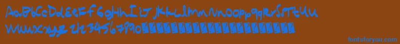 フォントQuickcomic – 茶色の背景に青い文字
