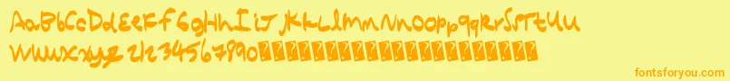 Quickcomic-Schriftart – Orangefarbene Schriften auf gelbem Hintergrund