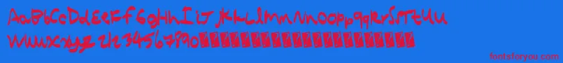 Quickcomic-Schriftart – Rote Schriften auf blauem Hintergrund