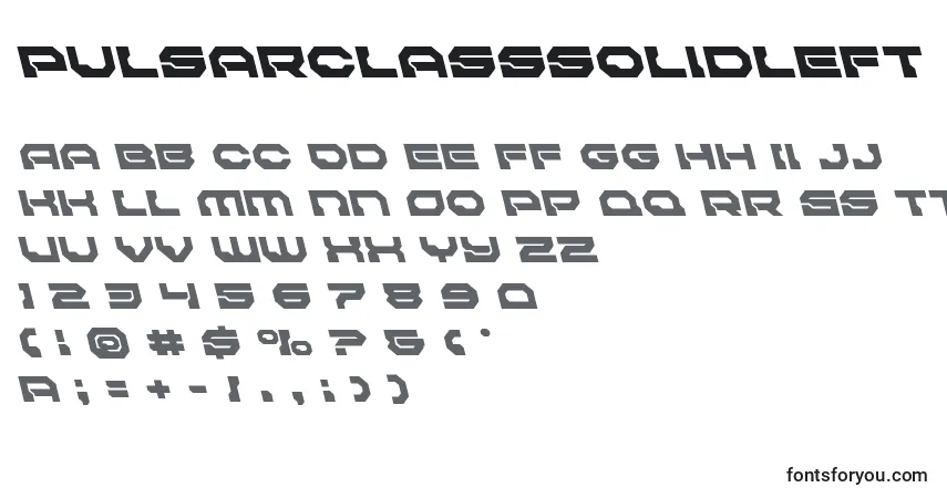 Czcionka Pulsarclasssolidleft – alfabet, cyfry, specjalne znaki