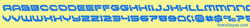 フォントPulsarclasssolidleft – 青い文字が黄色の背景にあります。