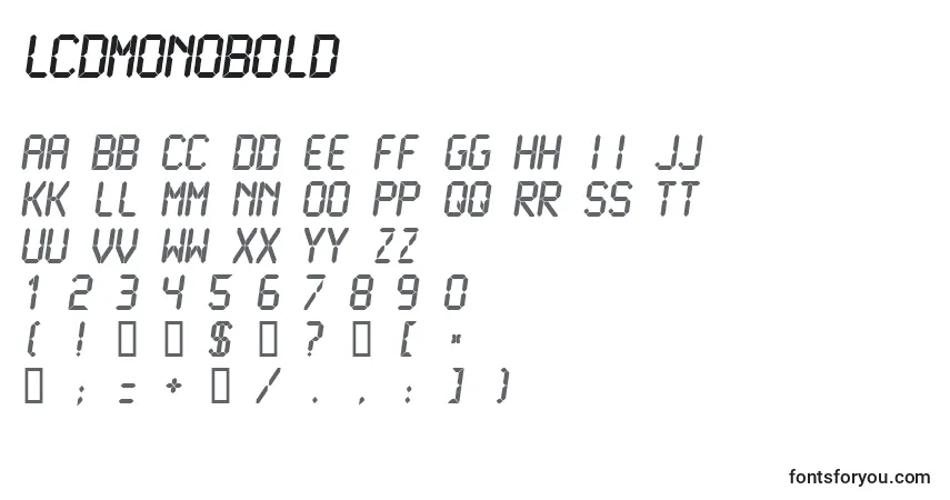 Schriftart LcdmonoBold – Alphabet, Zahlen, spezielle Symbole