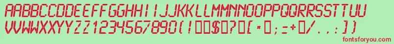 LcdmonoBold Font – Red Fonts on Green Background