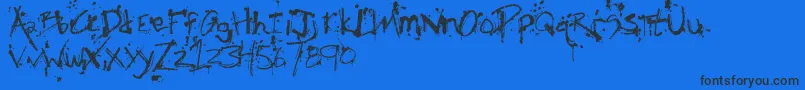 フォントFhObscene – 黒い文字の青い背景