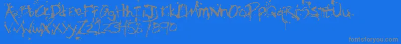 FhObscene-Schriftart – Graue Schriften auf blauem Hintergrund