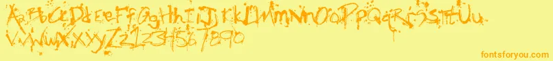 Fonte FhObscene – fontes laranjas em um fundo amarelo
