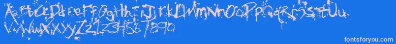 フォントFhObscene – ピンクの文字、青い背景