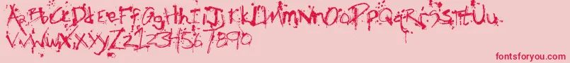 Fonte FhObscene – fontes vermelhas em um fundo rosa