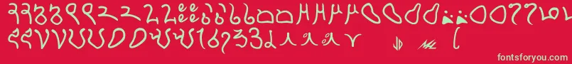 フォントMinbari – 赤い背景に緑の文字