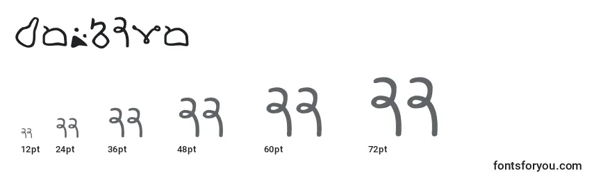 Размеры шрифта Minbari