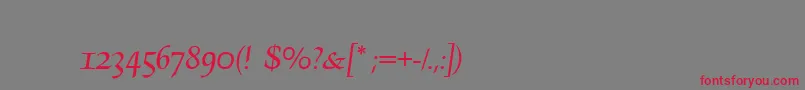 フォントAsturiaScript – 赤い文字の灰色の背景
