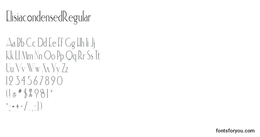 Schriftart ElisiacondensedRegular – Alphabet, Zahlen, spezielle Symbole