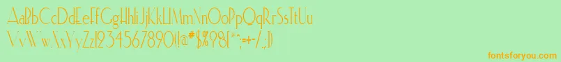 ElisiacondensedRegular-Schriftart – Orangefarbene Schriften auf grünem Hintergrund