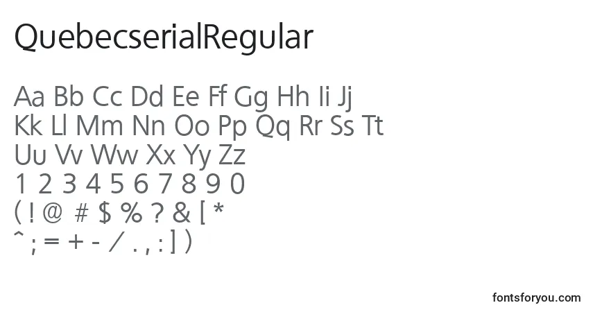 Schriftart QuebecserialRegular – Alphabet, Zahlen, spezielle Symbole