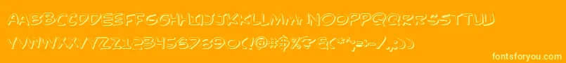 Comicv23D-fontti – keltaiset fontit oranssilla taustalla