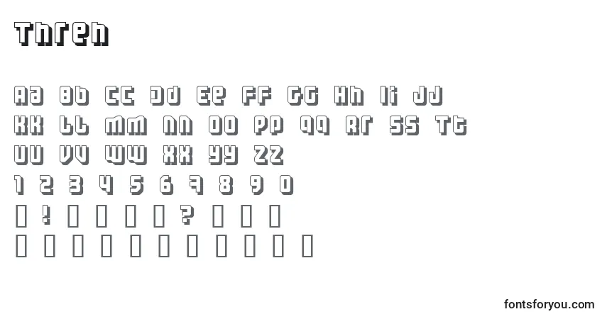 Schriftart Threh – Alphabet, Zahlen, spezielle Symbole