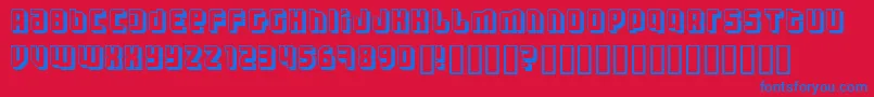 フォントThreh – 赤い背景に青い文字