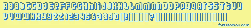 フォントThreh – 青い文字が黄色の背景にあります。