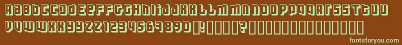 フォントThreh – 緑色の文字が茶色の背景にあります。