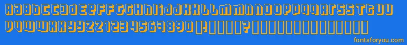 フォントThreh – オレンジ色の文字が青い背景にあります。