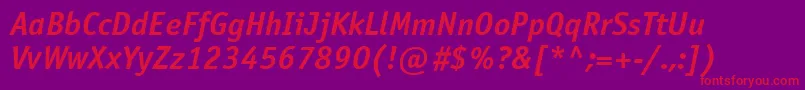 Osn66C-Schriftart – Rote Schriften auf violettem Hintergrund
