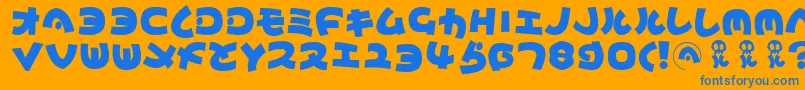 フォントMynippon – オレンジの背景に青い文字