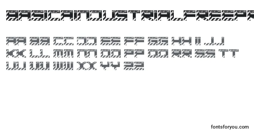 Czcionka BasicaIndustrialFreePromo – alfabet, cyfry, specjalne znaki