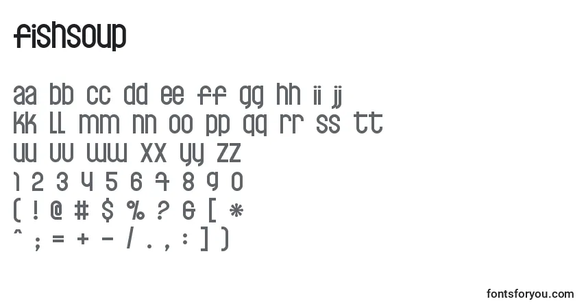 Czcionka Fishsoup – alfabet, cyfry, specjalne znaki