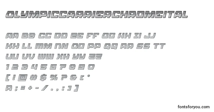 A fonte Olympiccarrierchromeital – alfabeto, números, caracteres especiais