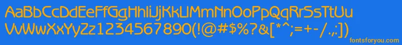 Benguiatgothicmediumc-Schriftart – Orangefarbene Schriften auf blauem Hintergrund