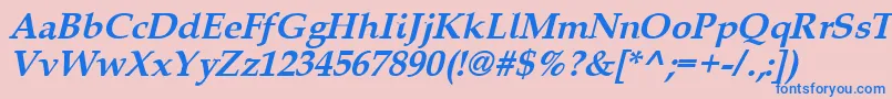 Queensbi-Schriftart – Blaue Schriften auf rosa Hintergrund