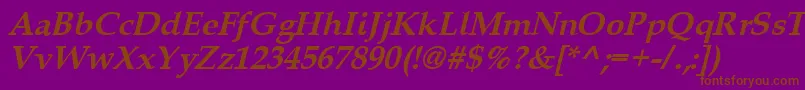 Queensbi-Schriftart – Braune Schriften auf violettem Hintergrund
