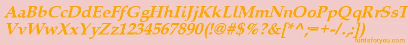 Queensbi-Schriftart – Orangefarbene Schriften auf rosa Hintergrund