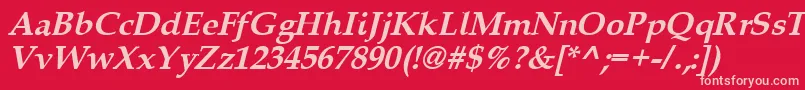 Queensbi-fontti – vaaleanpunaiset fontit punaisella taustalla