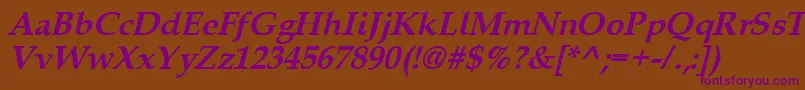Queensbi-Schriftart – Violette Schriften auf braunem Hintergrund