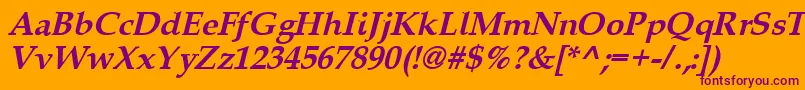 Queensbi-Schriftart – Violette Schriften auf orangefarbenem Hintergrund