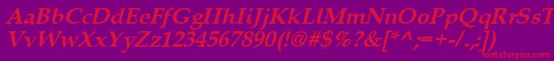 Queensbi-Schriftart – Rote Schriften auf violettem Hintergrund