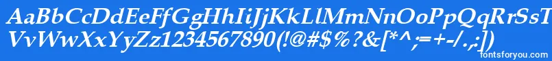 Queensbi-Schriftart – Weiße Schriften auf blauem Hintergrund