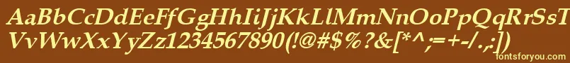 Queensbi-fontti – keltaiset fontit ruskealla taustalla