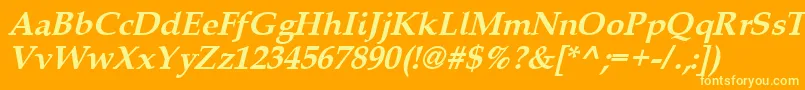 Queensbi-fontti – keltaiset fontit oranssilla taustalla