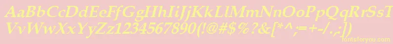 Queensbi-fontti – keltaiset fontit vaaleanpunaisella taustalla