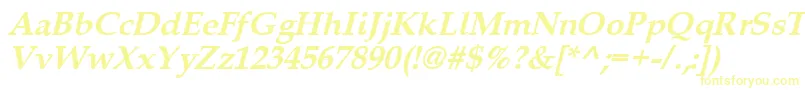 Queensbi-Schriftart – Gelbe Schriften auf weißem Hintergrund